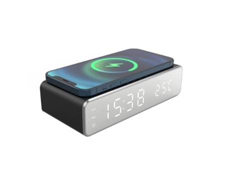 Reloj despertador eléctrico de 5W, termómetro Digital antideslizante, reloj de carga inalámbrico multifuncional para reuniones en salas de viaje ZM...