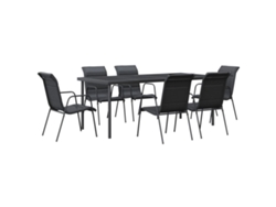 Maison Exclusive - Juego De Comedor Para Jardín 7 Piezas Acero Y Textilene Negro