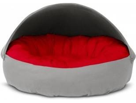 Cama Redonda para Perros y Gatos GAUTY Tela de sarga (Roja y Gris - 57 cm)