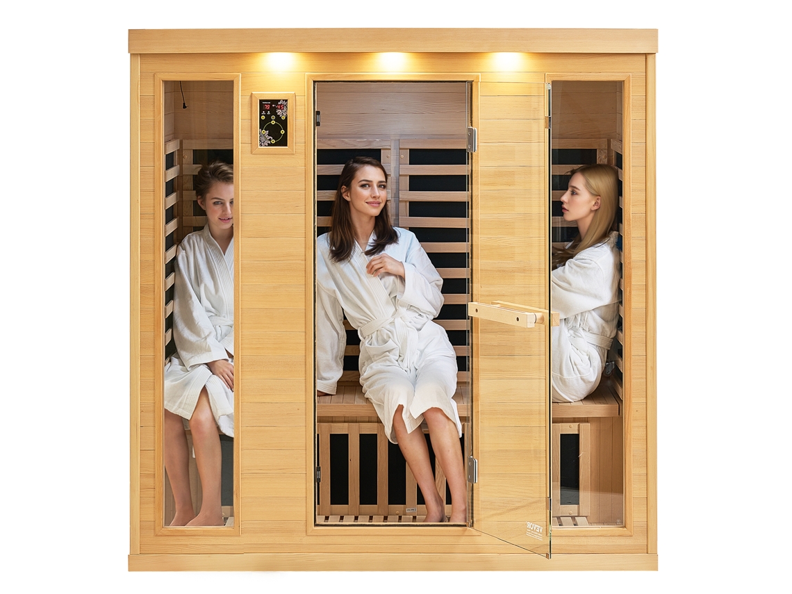 VEVOR Sauna de Infrarrojos Lejanos de Madera para 3 a 4 Personas Hogar 2580W