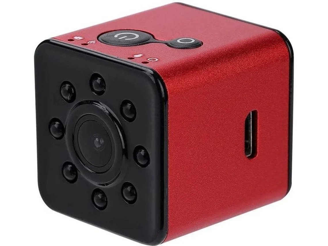 Mini cámara de acción wifi 1080p HD, gran angular de 155°, impermeable, visión nocturna, color rojo, Yizhood