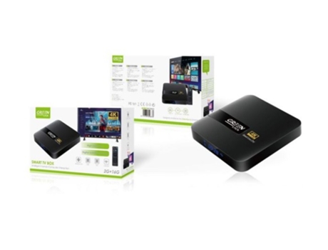 Box TV Android 10.0, hasta 4K, 16GB ROM, 2GB RAM, con Visor Frontal Led GREEN LYCA G-1330 NEGRO