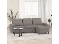 Sofá De 3 Plazas Con Taburete De Tela Gris Taupe 180 Cm