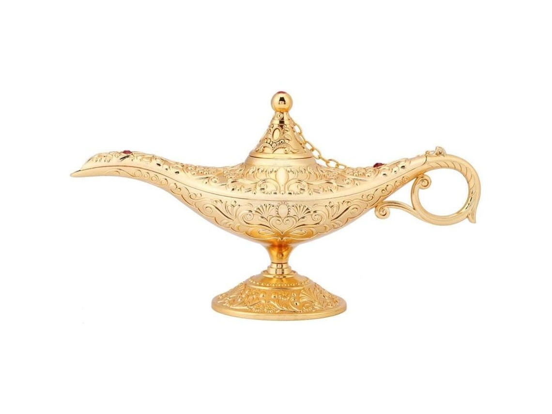 Lámpara Mágica De Aladino En Latón Con Grabado De Lujo Europeo, 11x21 Cm, Para Decoración Y Uso Práctico.