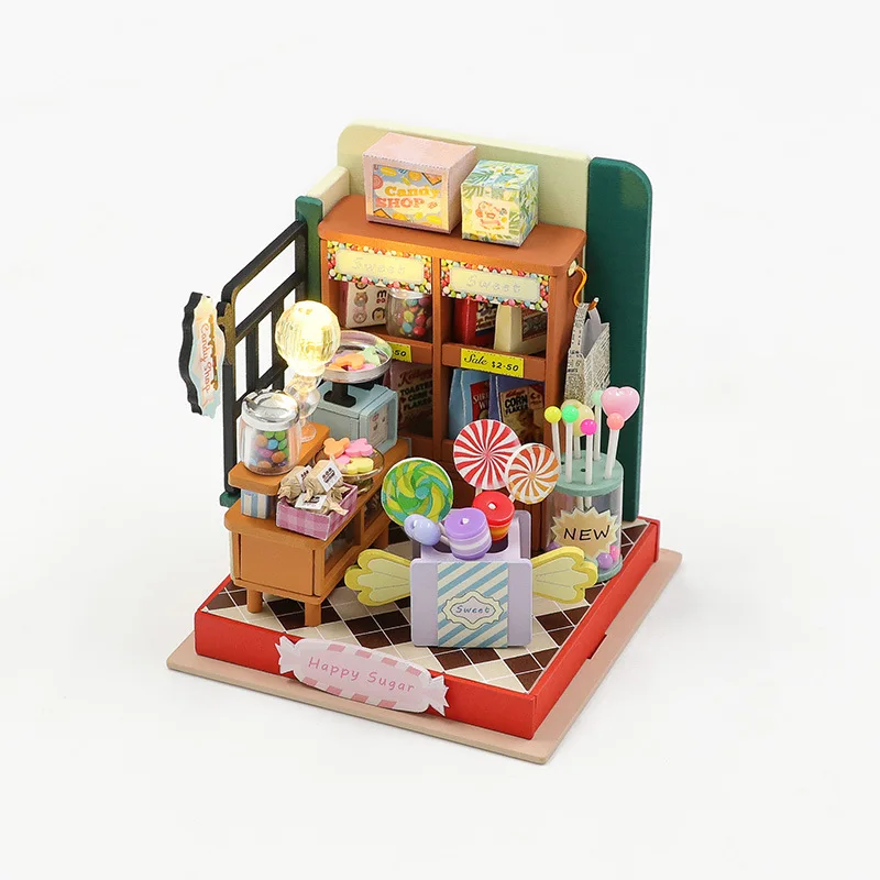 (estilo 5) Set De Casa De Muñecas De Madera 3d "café Acogedor" Para Armar Con Luz Led