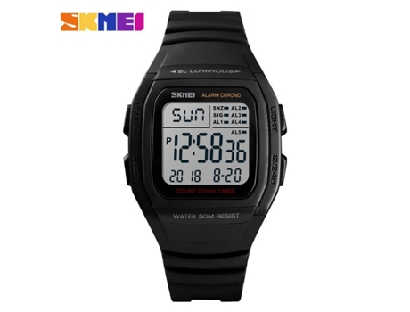 Relojes digitales deportivos para hombre Relojes de pulsera con retroiluminación LED impermeable/alarma/cronómetro-Negro VEANXIN