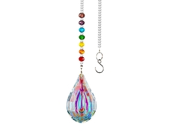 Lámpara de araña colgante de cristal multicolor con libélula y arcoíris.