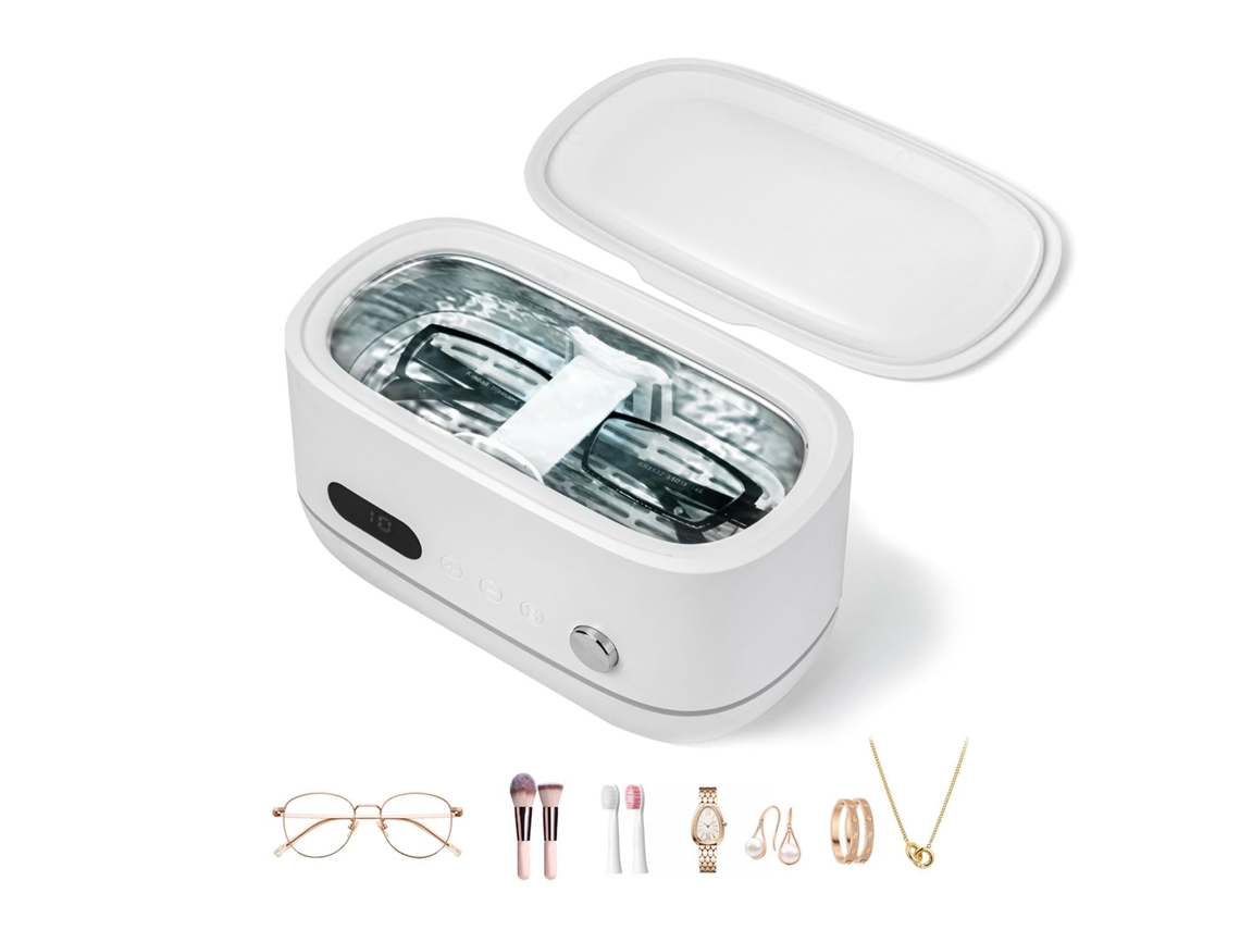 Potente Limpiador Ultrasónico Para Joyas, Gafas, Relojes Y Cepillos, Depósito De Acero Inoxidable De 480 Ml (blanco)