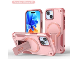 Funda Magsafe Iphone 15 Con Soporte, Carga Inalámbrica, Protección Antigolpes, Doble Capa Pctpu Y Esquinas Reforzadas