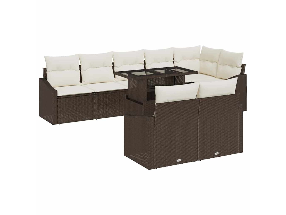 Maison Exclusive - Conjunto De Sofá De Jardín Con Cojín 9 Pcs Marrón Y Crema