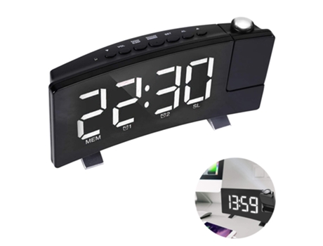 Reloj despertador digital relojes despertadores de proyección para dormitorio con 4 atenuadores cargador de teléfono USB proyector giratorio de 180...