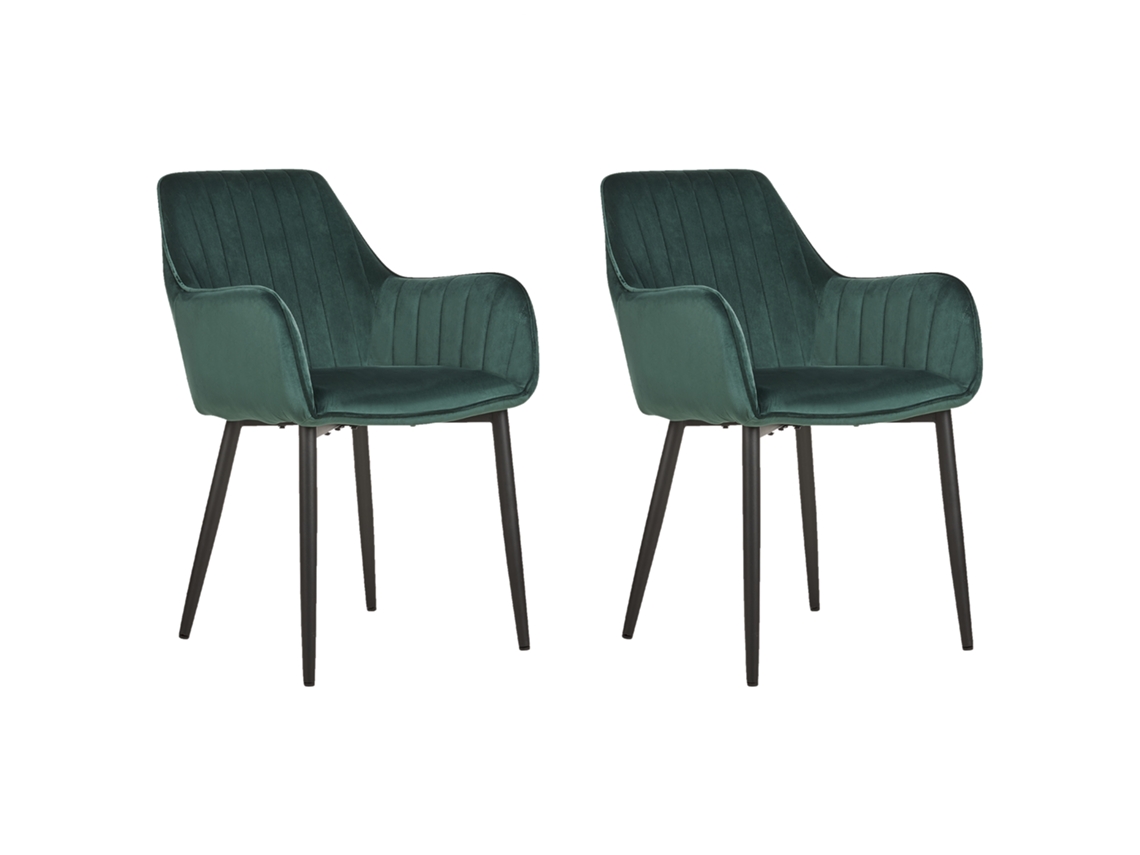 Cadeiras de jantar em veludo BELIANI Wellston de Veludo Verde 60x61x84
