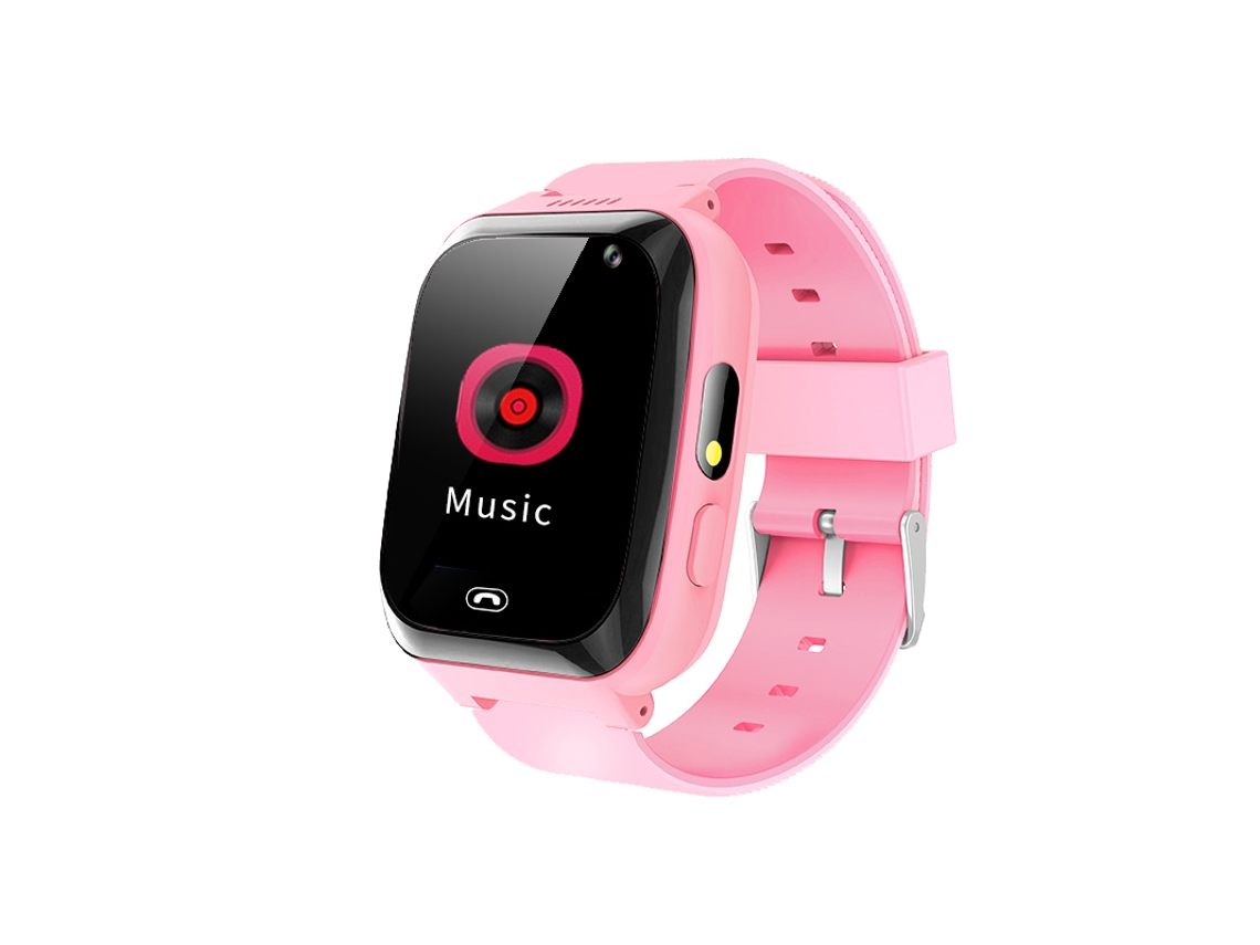 Reloj inteligente Mdug Kids con 6 botones de reproducción, ranura para tarjeta SD y función de llamada (rosa).