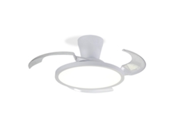 Ventilador De Techo 3 Aspas Plegables Transparentes Ø90 Color Blanco Motor Silence 25w, 3 Tonos De Luz, Dimable, Con Mando