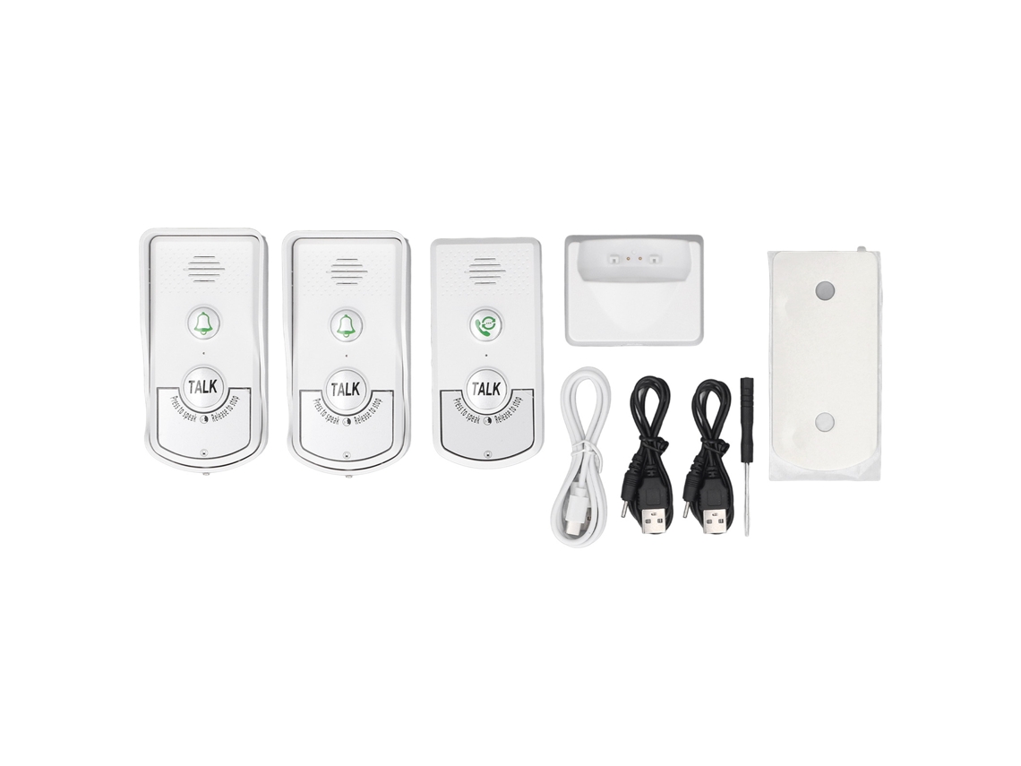 Timbre Con Intercomunicador Inalámbrico Ip54, 1000 M, Bidireccional, Para Uso Residencial, Color Blanco, 410-490 Mhz.