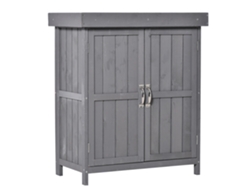 Casita De Juegos De Madera, Resistente A La Intemperie, Con Puertas, 74x43x88cm, Gris.