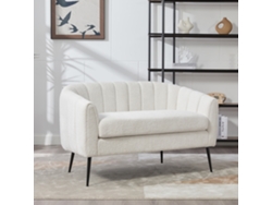Mini Chaise Longue Tapizada En Chenilla (sofá De Acento), Moderno Sofá Brillante De Dos Plazas Con Patas De Metal Y Tapizado Acanalado