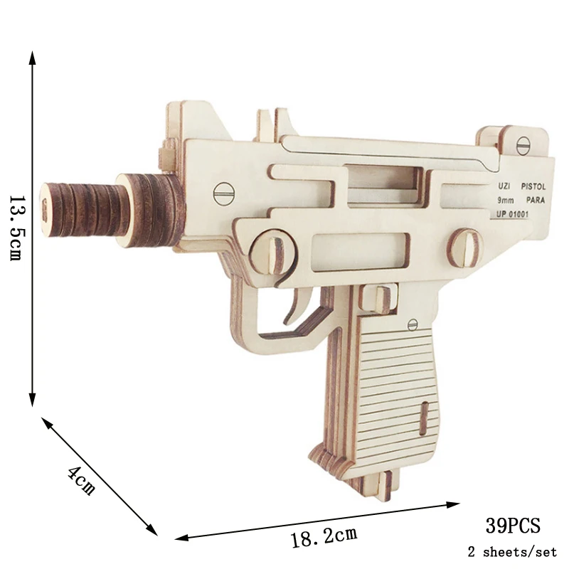 (asalto Uzi) Rompecabezas De Madera 3d Con Temática Militar, Kit De Montaje Diy