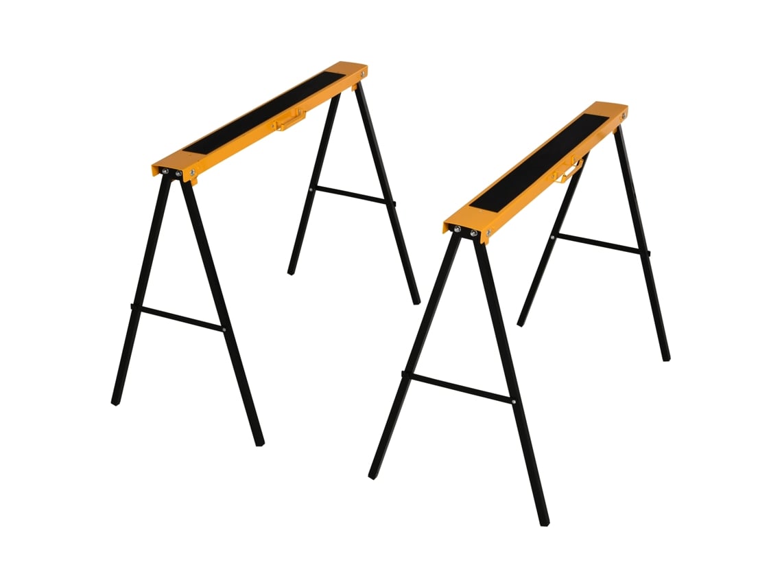 Soporte de trabajo plegable de acero con superficie antideslizante, 99,5 x 50 x 78 cm, capacidad de 125 kg, naranja/negro.