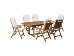 Conjunto De Refeição Com Cadeiras Beliani Java Premium De Madeira De Acácia Castanho 220x90x74
