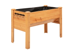 Jarrón de madera elevado con orificio de drenaje, con ganchos y patas, madera maciza natural, 120 x 60 x 81 cm