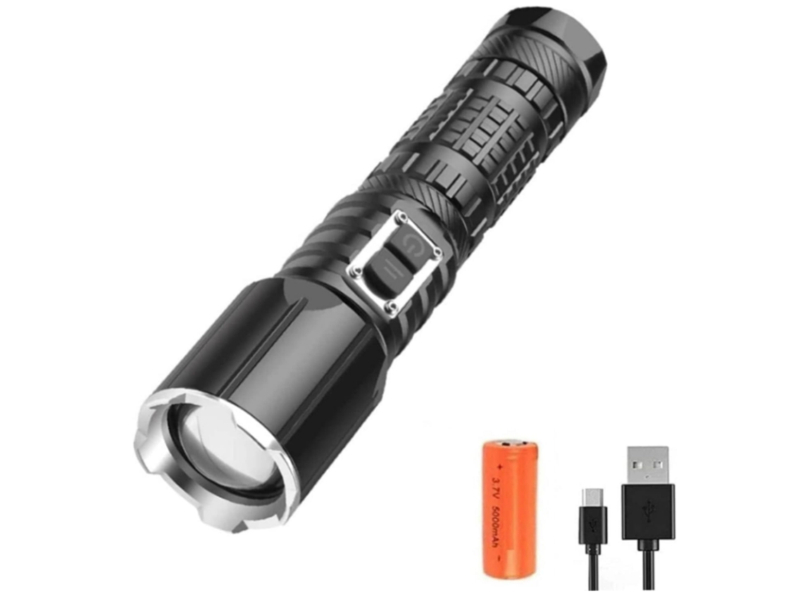 Linterna Led De Alta Potencia, Superbrillante, 100.000 Lúmenes, Táctica Profesional, 5 Modos, Xhp70, Ajustable, Ignífuga, Impermeable (negra