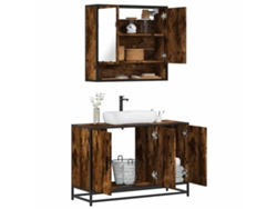 2 piezas combinadas. Muebles de baño derivados de madera color humo Wsd45659 Lovely Home