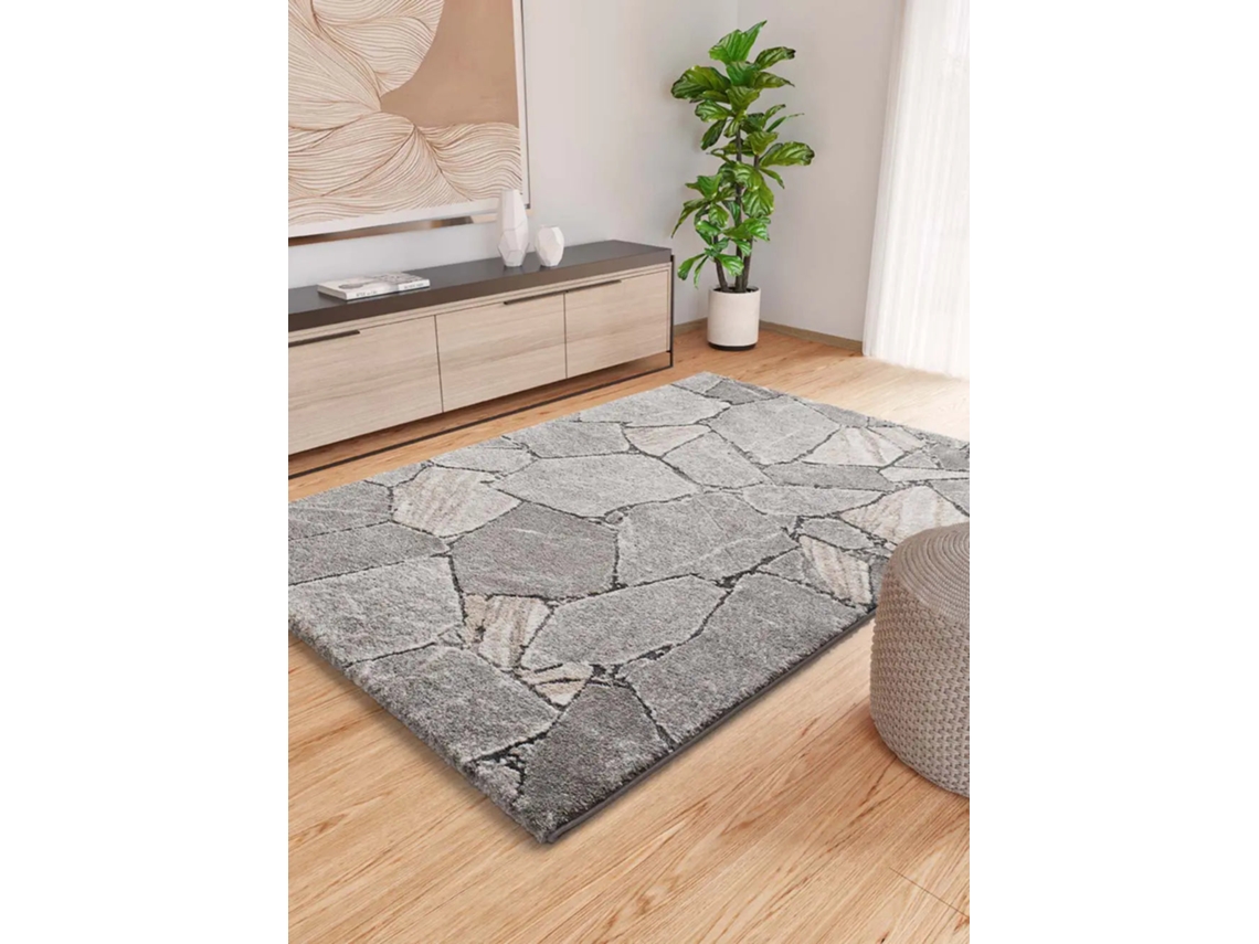Alfombra Interior Shaggy Moderno - Atticgo - Kivet Gris 140x200 Cm