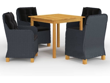 Conjunto 5 de comedor para jardín de VIDAXL gris oscuro