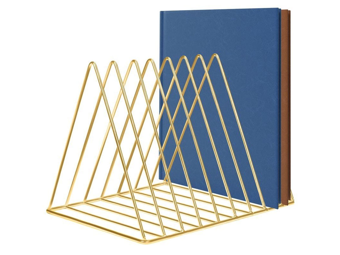 2026-porta Revistas De Metal Dorado - Organizador De Escritorio Triangular Con 9 Espacios