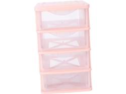 Cajón organizador de maquillaje con diseño práctico y resistente a caídas, rosa, en PP, para escritorio SFUSHOS