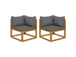 Sofás Modulares De Esquina Con Cojines 2 Uds Madera De Acacia