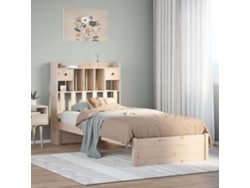Cama Con Estantería Sin Colchón Madera Maciza De Pino 75x190 Cm
