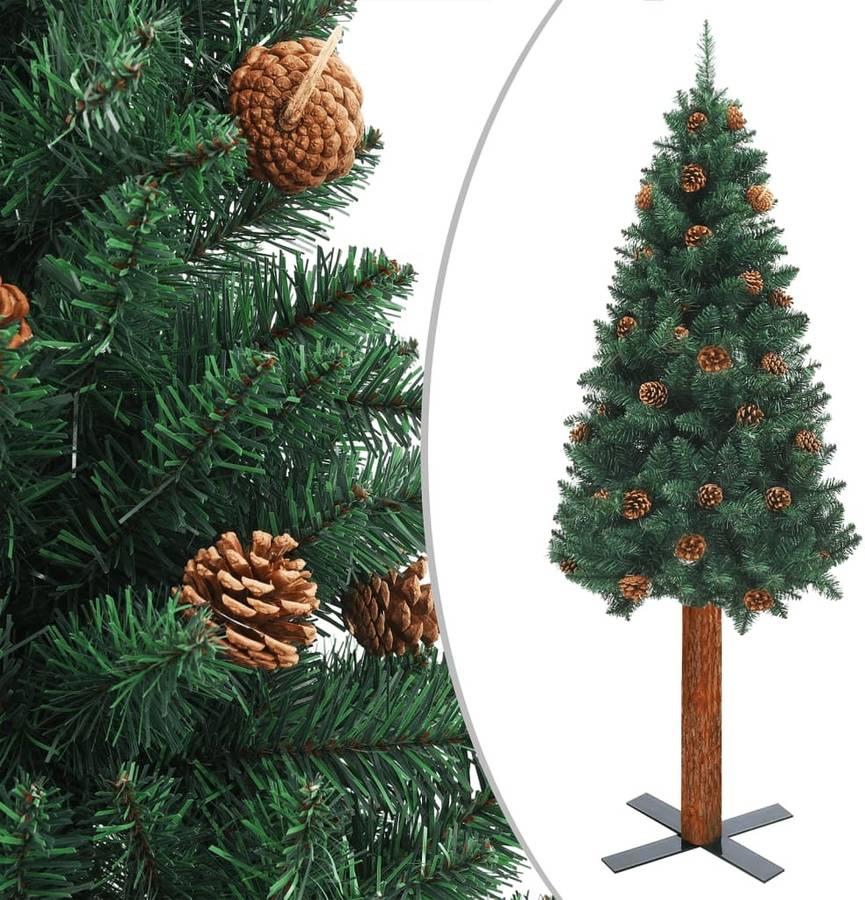 De Navidad Estrecho led madera real y conos verde 180 cm vidaxl luces 72x18