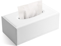 Caixa De Lenços De Couro Sintético - Retangular - Distributor - Para Gaveta, Banheiro, Carro, Escritório - Branco