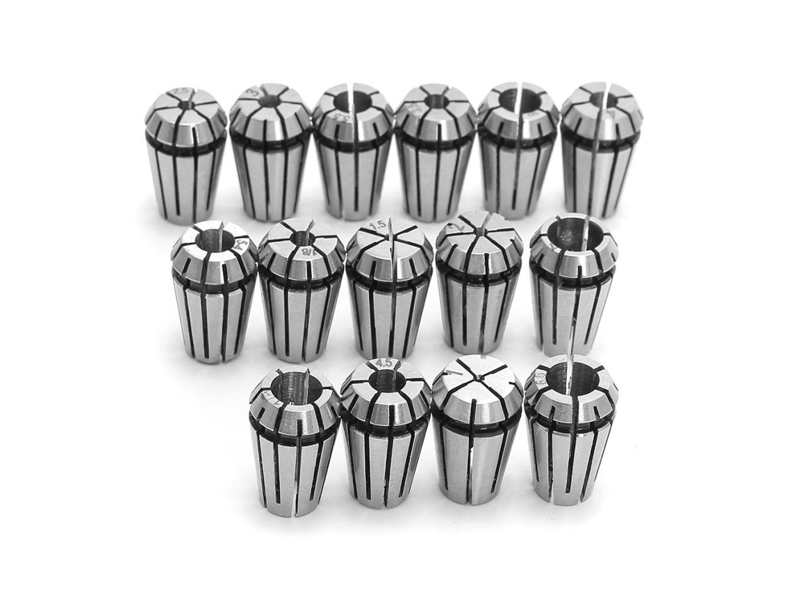 Juego de 15 pinzas de resorte ER11 de 1 a 7 mm para torno CNC, piezas de acero, rango de sujeción.