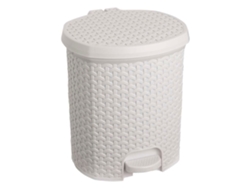 Cubo Basura KEEEPER 11,5L con Tapa Rattán, Blanco Nórdico