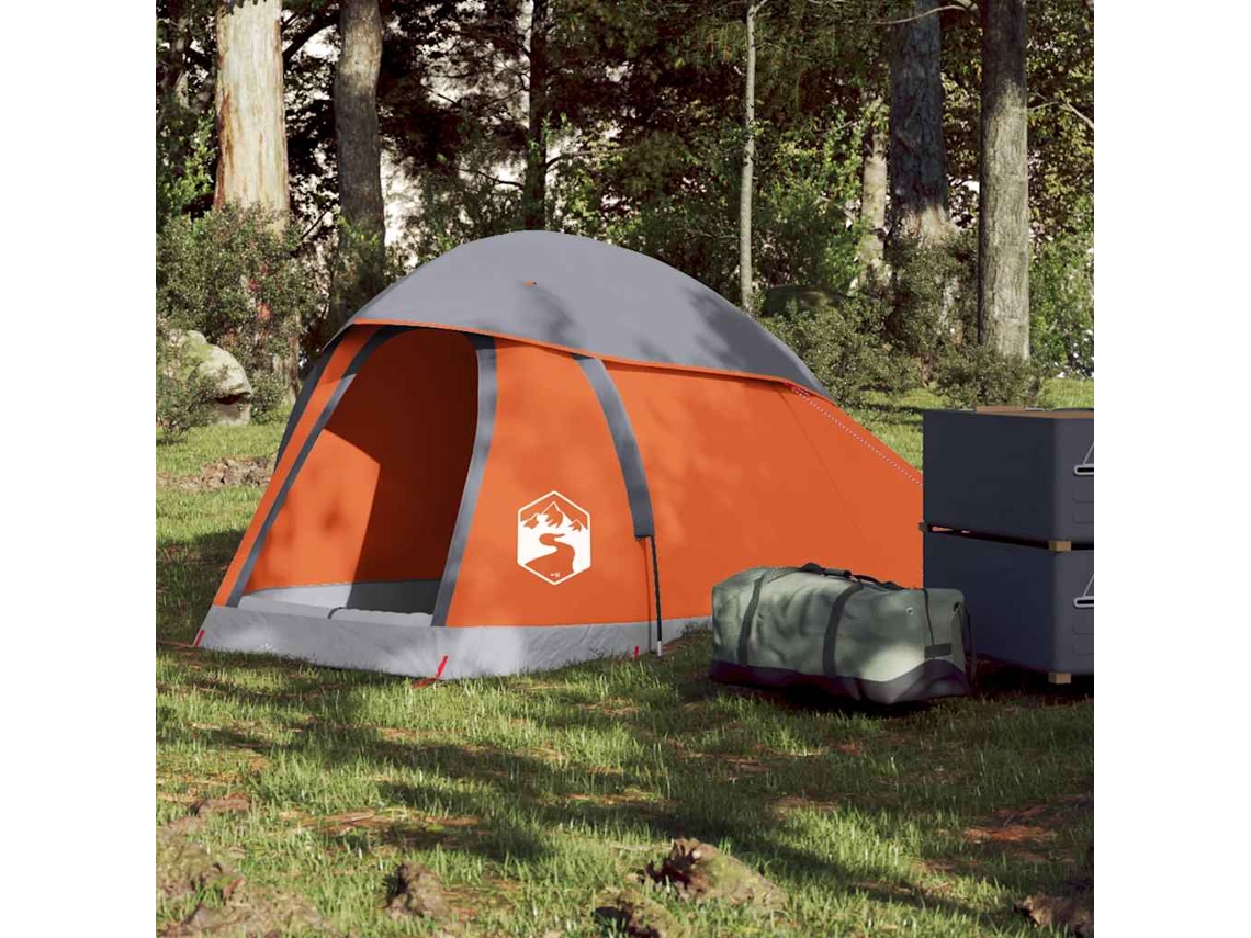 Tienda de campaña tipo domo impermeable para 1 persona, gris/naranja