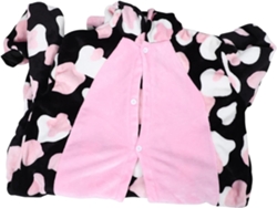 Pijama Macacão De Flanela Unissex Adulto Com Estampa Floral Rosa De Vaca, Macio E Quentinho Para O Halloween.