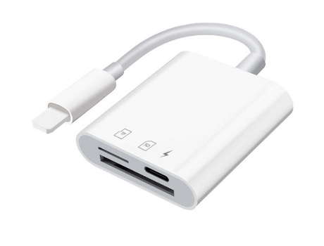 Adaptador de Tarjeta de Memoria de Fotografía 3 en 1 Plug And Play a Microsd/Sd con Puerto de Carga para Ios MAOYI