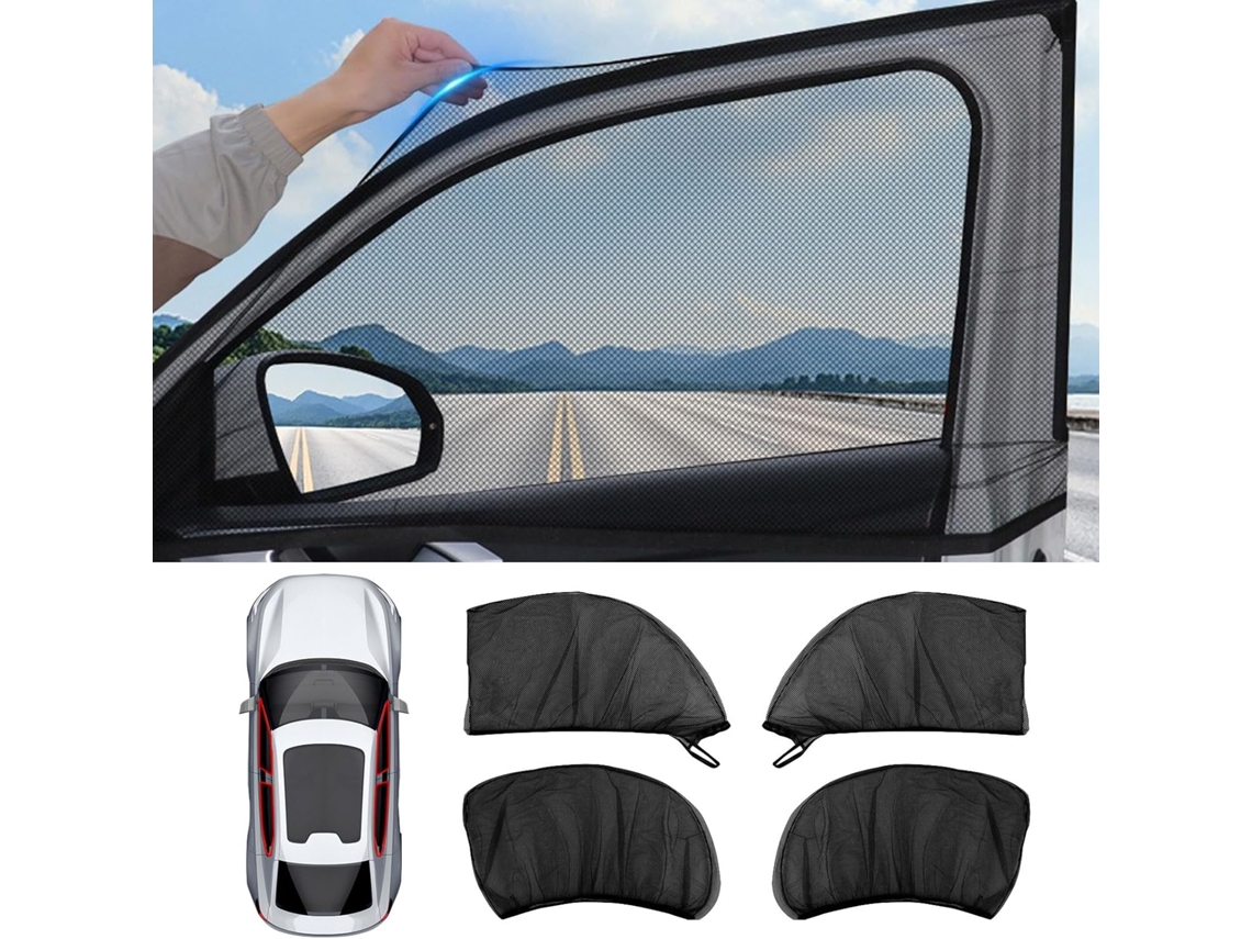 Kit 4 Cortinas Red Elásticas Coche Anti-uv Anti Insectos Universal