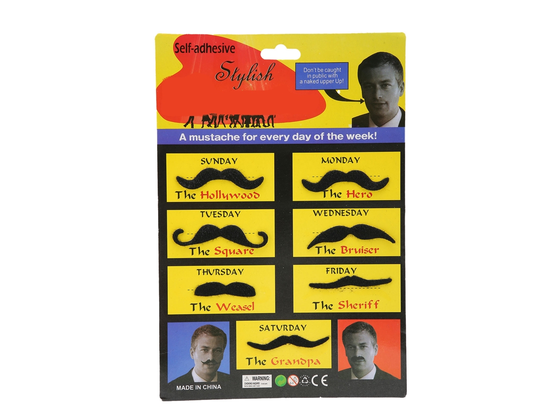Set De 7 Bigotes Falsos Autoadhesivos Barbijo Suave Pelusa Accesorios De Disfraz Para Halloween Negro