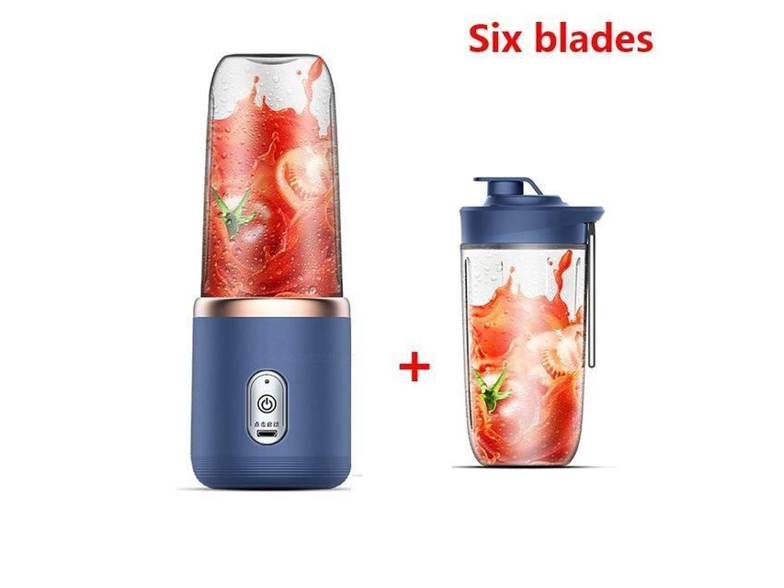 Mini Espremedor, Azul 2 Xícaras-Mini Espremedor Elétrico Portátil De 400Ml Com Copo, Liquidificador De Cozinha Para Suco De Frutas, 