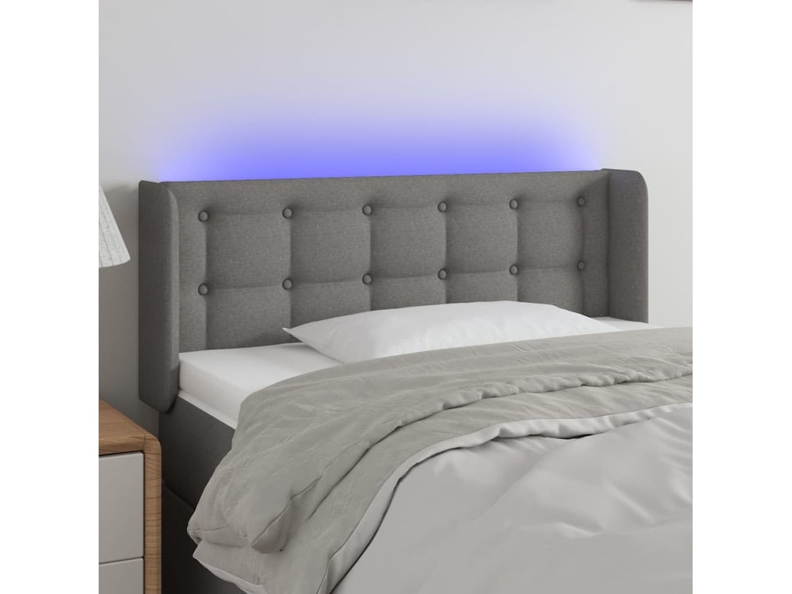 Cabecero Con Led De Tela Gris Oscuro 103x16x78/88 Cm