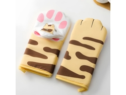 Juego De 2 Guantes De Horno Gruesos Y Resistentes Al Calor Con Diseño De Pata De Gato - Tommy01