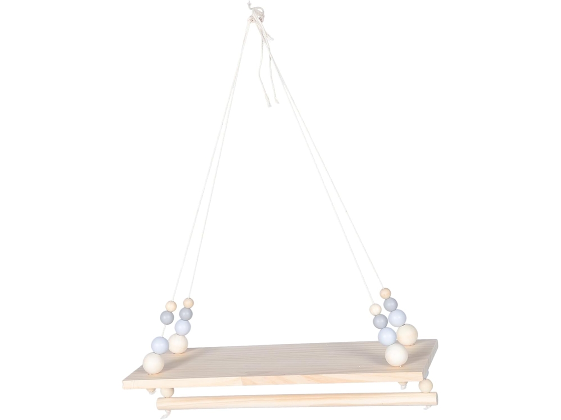 Estante Colgante Madera Maciza Almacenamiento Borlas Decorativas Cuentas Natural Dormitorio Estar