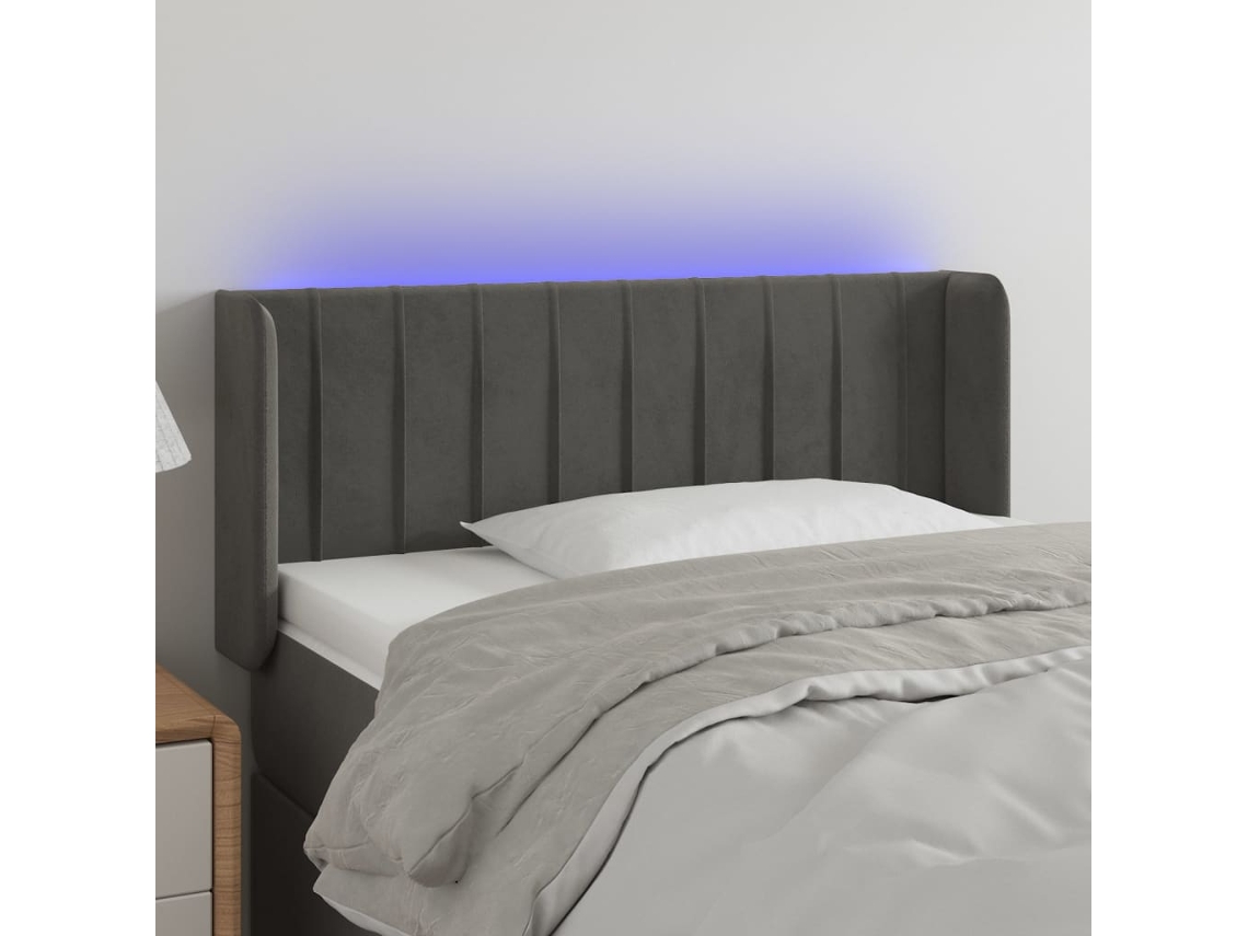 Cabecero Con Led De Terciopelo Gris Oscuro 93x16x78/88 Cm