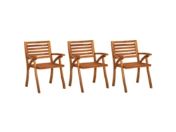 Juego de 3 sillas de comedor de jardín con cojines, madera de acacia, EXCLUSIVA MAISON