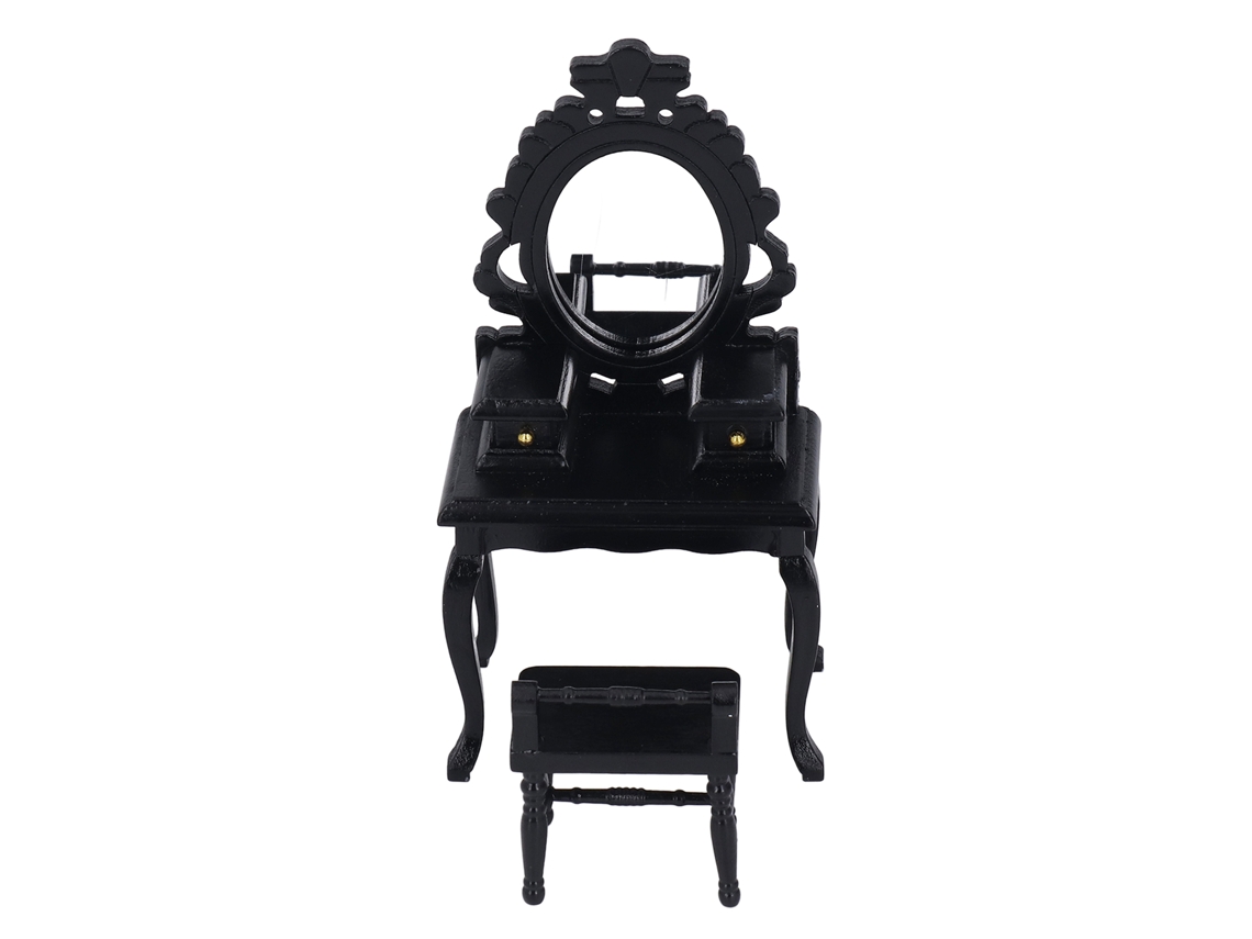 Mesa Y Banco En Miniatura De Madera De Abedul A Escala 1:12 Para Casa De Muñecas - Negro