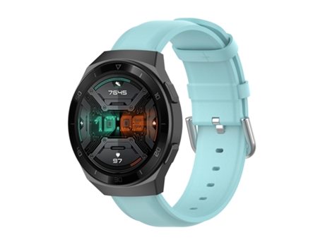 Correa de reloj inteligente para Huawei Watch GT 2e de cuero de 22 mm con hebilla de cola redonda (azul claro)